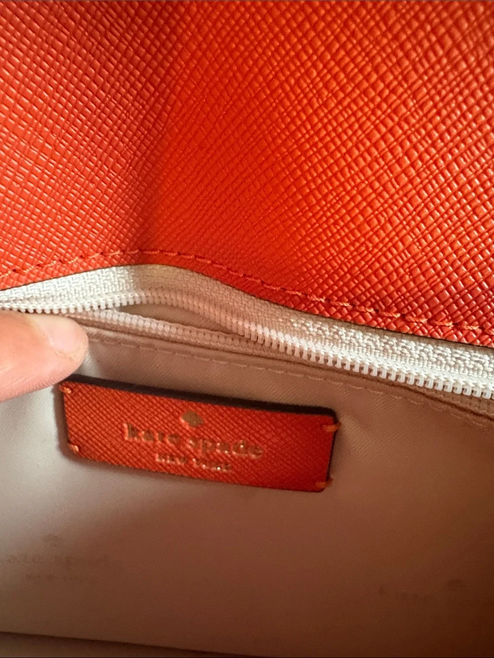 kate spade Coral-Orange Leather Chain Crossbody Bag
